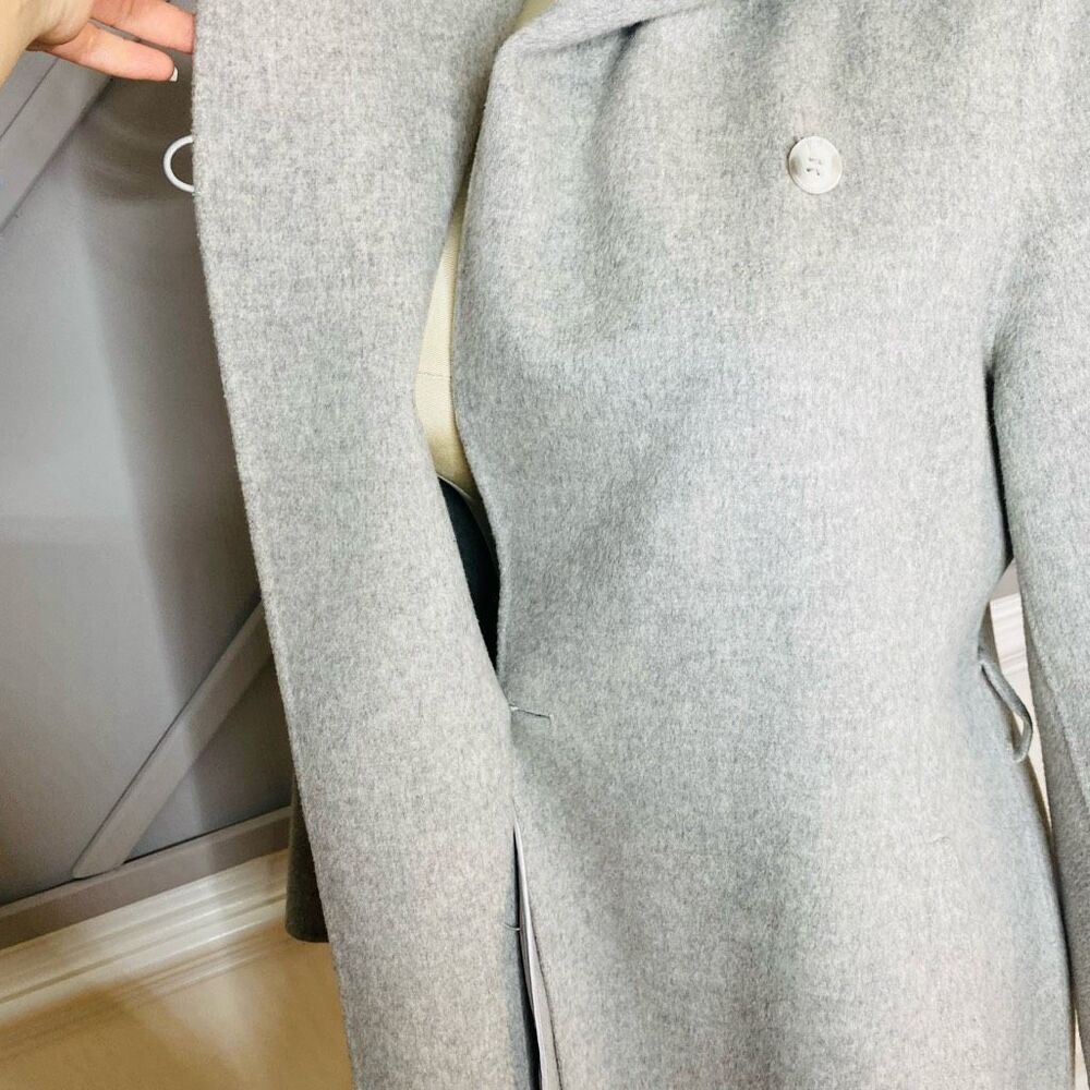 Theory Gray Wool / Cashmere Blend Wilrose Winsome Hooded Coat Size Large - Picture 12 of 14